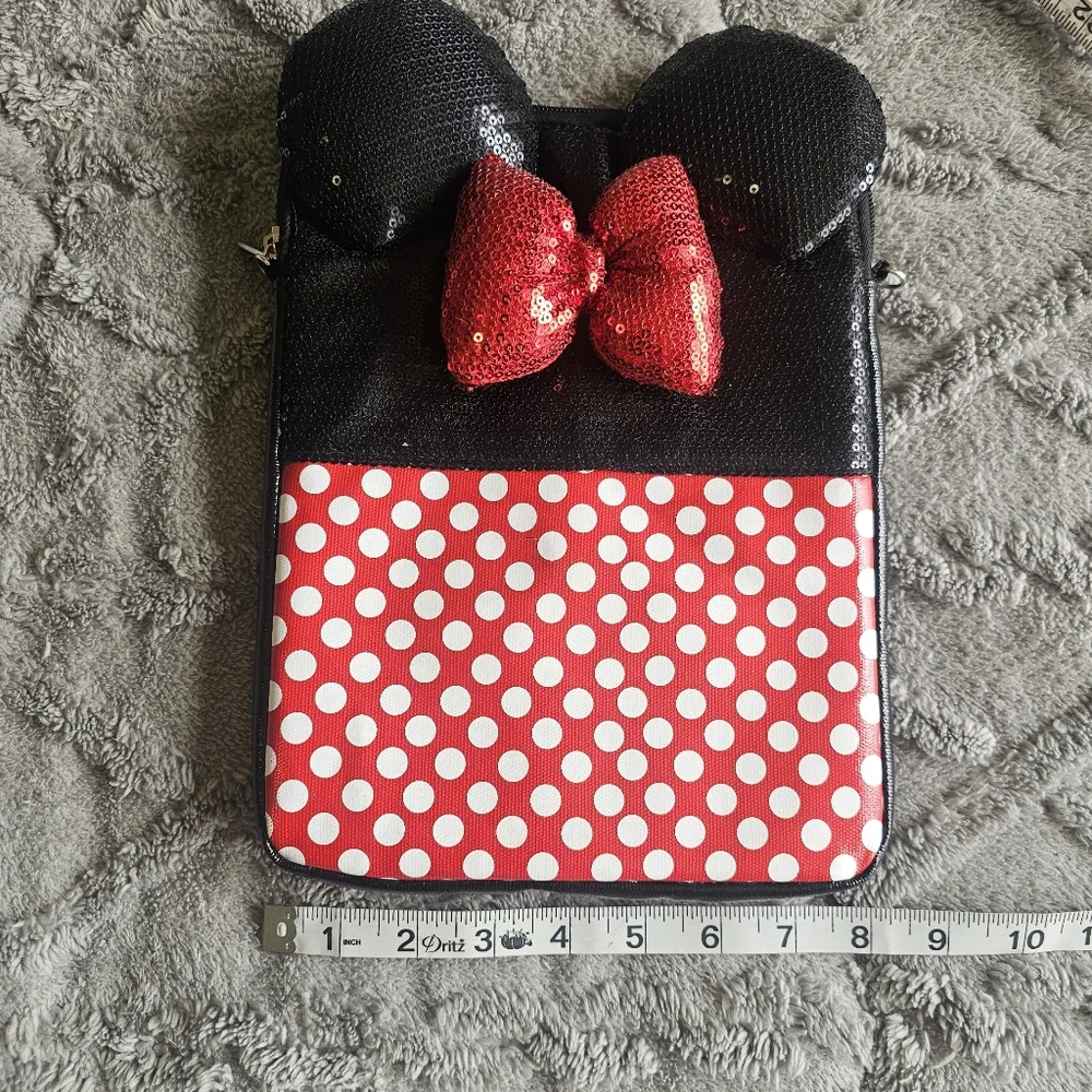 Minnie Mouse Disney Ipad/Tablet Bag Case red black sparkly Disney Parks NO Strap